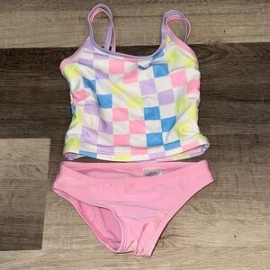 Colorful Checkered Kids Swim Set Wonder Nation sz XS 4-5